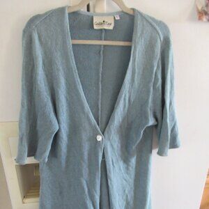 Goddess Gear hemp cotton blend long blue  Knit Cardigan L